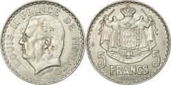 World Coins - Coin, Monaco, Louis II, 5 Francs, 1945, , Aluminum, KM:122