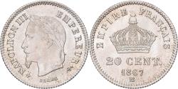 World Coins - France, Napoleon III, 20 Centimes, 1867, Strasbourg, Silver,