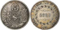 World Coins - Coin, Brazil, Pedro II, 2000 Reis, 1851, EF(40-45), Silver, KM:462