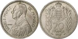 World Coins - Monaco, Louis II, 20 Francs, Vingt, 1947, Paris, Copper-nickel,