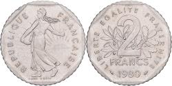 World Coins - France, 2 Francs, 1980, Paris, Semeuse, Nickel,