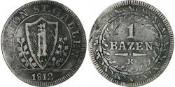 World Coins - Swiss Cantons, Saint Gall, 1 Batz, 1812, Billon,