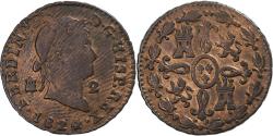 World Coins - Spain, Ferdinand VII, 2 Maravedis, 1824, Segovia, Copper,