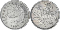 World Coins - Coin, Malta, 25 Cents, 1986