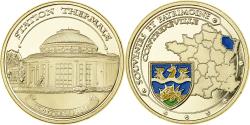 World Coins - France, Medal, Contrexéville, Station thermale, Gilt iron, Colourized,