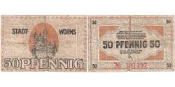 World Coins - Germany, Worms, 50 Pfennig, 1919-08-30, VF(20-25)