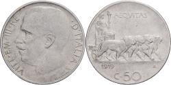 World Coins - Italy, Vittorio Emanuele III, 50 Centesimi, 1919, Rome, Nickel,