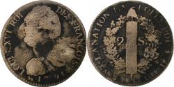 World Coins - France, Louis XVI, 2 sols François, 1791 / AN 3, Paris, Métal de cloche