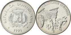 World Coins - Dominican Republic, 25 Centavos, 1991, Nickel Clad Steel, , KM:71.1