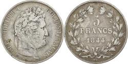 World Coins - France, 5 Francs, Louis-Philippe, 1844, Bordeaux, Silver,