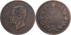 World Coins - Italy, Vittorio Emanuele II, 5 Centesimi, 1862, Naples, Bronze,