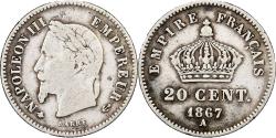 World Coins - France, Napoleon III, 20 Centimes, 1867, Paris, Silver, , Gadoury:309