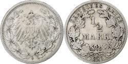 World Coins - Coin, GERMANY - EMPIRE, 1/2 Mark, 1906, Stuttgart, , Silver, KM:17