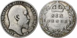 World Coins - Great Britain, Edward VII, 6 Pence, 1909, Silver, , KM:799