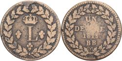 World Coins - France, Louis XVIII, 1 Décime, 1815, Strasbourg, Bronze,