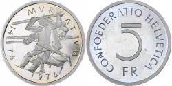 World Coins - Switzerland, 5 Francs, Battle of Murten, 1976, Bern, Proof, Cupronickel