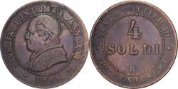 World Coins - Italian States, PAPAL STATES, Pius IX, 4 Soldi, 20 Centesimi, 1866, Rome