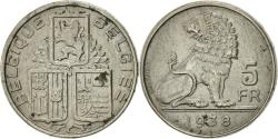 World Coins - Belgium, 5 Francs, 5 Frank, 1938, Nickel,