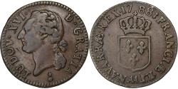 World Coins - France, Louis XVI, 1/2 Sol, 1/2 Sol ou 1/2 sou, 1788, Metz, Rare, Copper