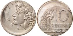 World Coins - Coin, Brazil, 10 Centavos, 1967, error off center strike,