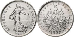 World Coins - France, 5 Francs, Semeuse, 1977, MDP, Nickel Clad Copper-Nickel,