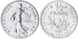 World Coins - France, 1/2 Franc, Semeuse, 1977, MDP, Piéfort, Nickel,