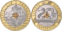 World Coins - Coin, France, Mont Saint Michel, 20 Francs, 2001, Paris, BU,