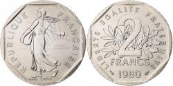 World Coins - France, 2 Francs, Semeuse, 1980, Monnaie de Paris, série FDC, Nickel