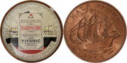 World Coins - Great Britain, Elizabeth II, 1/2 Penny, Titanic, 100 Years Anniversary, 1966