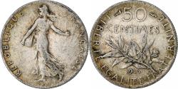 World Coins - France, 50 Centimes, Semeuse, 1916, Paris, Silver,