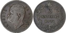 World Coins - Italy, Umberto I, 2 Centesimi, 1900, Rome, Copper,