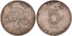 World Coins - Coin, Hong Kong, Elizabeth II, 5 Dollars, 1993, , Copper-nickel, KM:65
