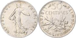 World Coins - France, Semeuse, 50 Centimes, 1916, Paris, , Silver, KM:854