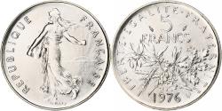 World Coins - France, 5 Francs, Semeuse, 1976, Paris, série FDC, Copper-nickel,