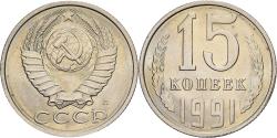 World Coins - Russia, 15 Kopeks, 1991, Saint Petersburg, Copper-Nickel-Zinc, , KM:131