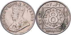 World Coins - India, George V, 8 Annas, 1920, Bombay, Copper-nickel, , KM:520