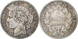 World Coins - France, Franc, Cérès, 1872, Paris, Silver,