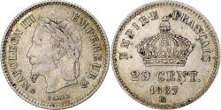 World Coins - France, Napoleon III, 20 Centimes, 1867, Strasbourg, Silver,