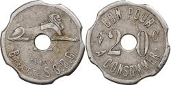 World Coins - France, 20 Centimes Token, Bünzli, Breveté S.G.D.G., Copper-nickel,