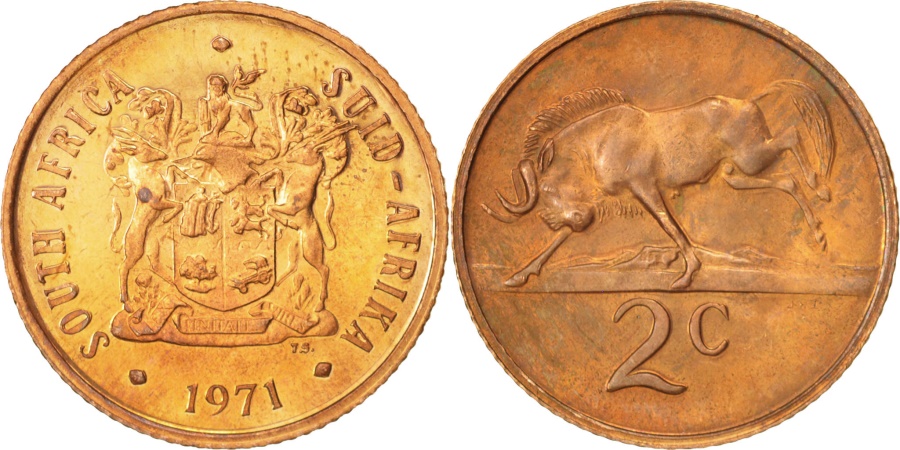 World Coins - South Africa, 2 Cents, 1971, , Bronze, KM:83