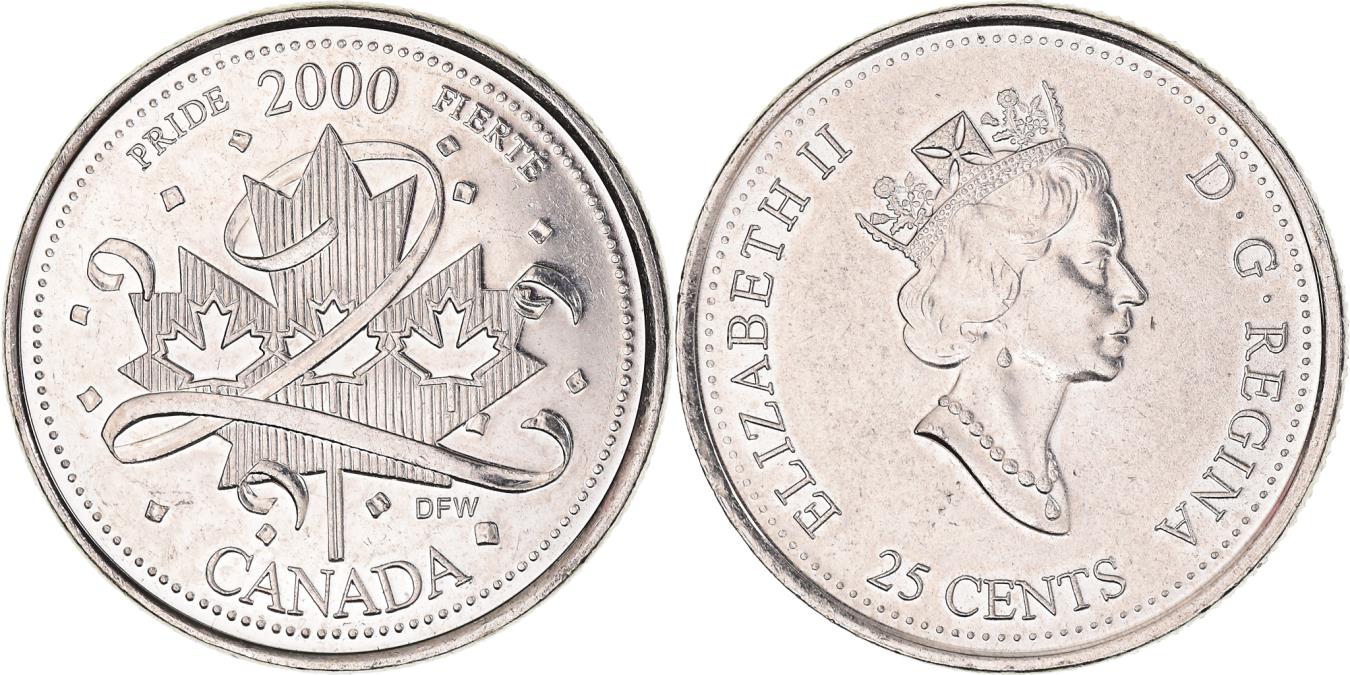 Coin, Canada, Elizabeth II, 25 Cents, 2000, Royal Canadian Mint, Ottawa