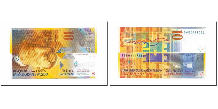 Banknote Switzerland 10 Franken 1996 Km 66b Au 50 53 World Paper Money