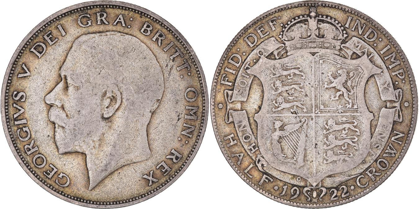 Coin, Great Britain, George V, 1/2 Crown, 1922, , Silver, KM:818.1a