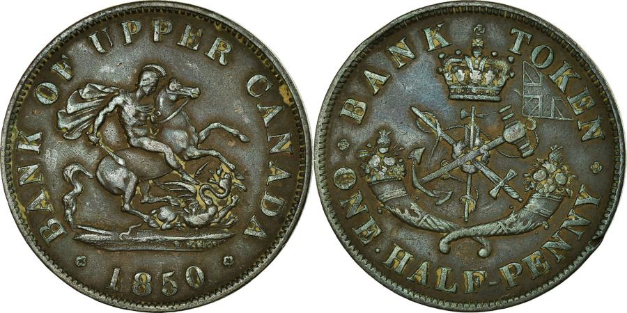 World Coins - Coin, Canada, UPPER CANADA, 1/2 Penny, 1850, , Copper, KM:Tn2