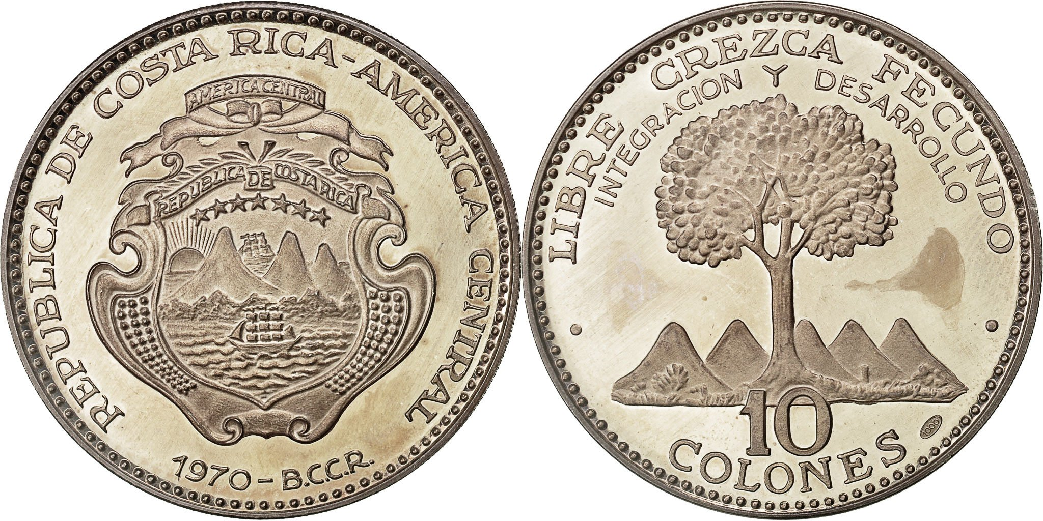 Coin, Costa Rica, 10 Colones, 1970, , Silver, KM:192 | North