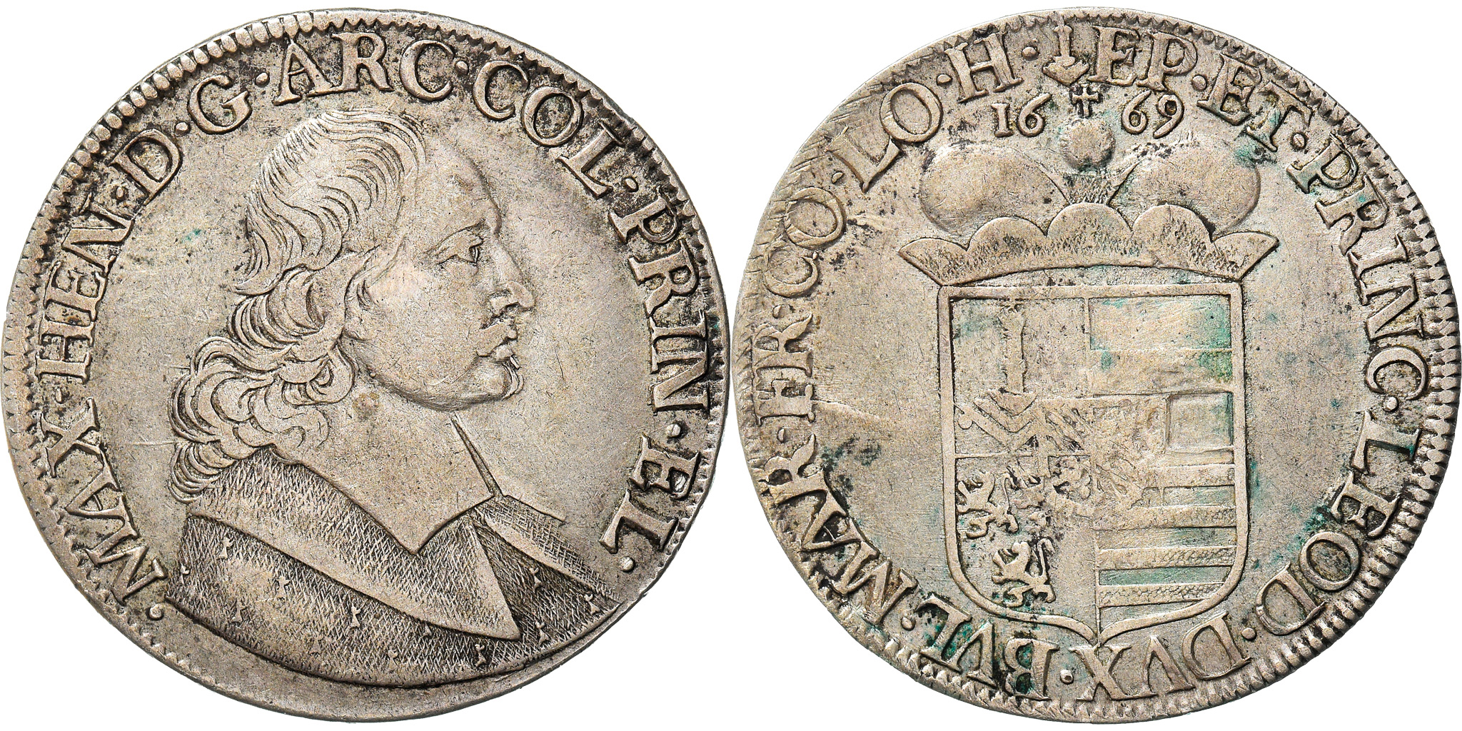 Coin, LIEGE, Maximilian Henry, Patagon, 1669, Liege, , Silver, KM:80