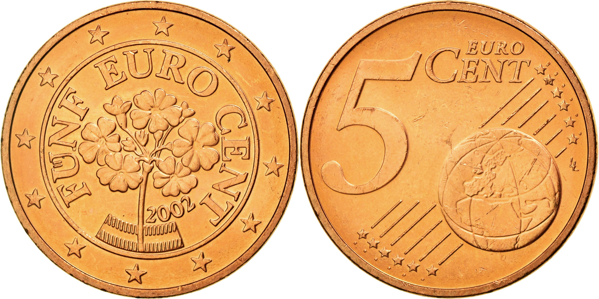 Austria, 5 Euro Cent, 2002, , Copper Plated Steel, KM:3084 | European Coins