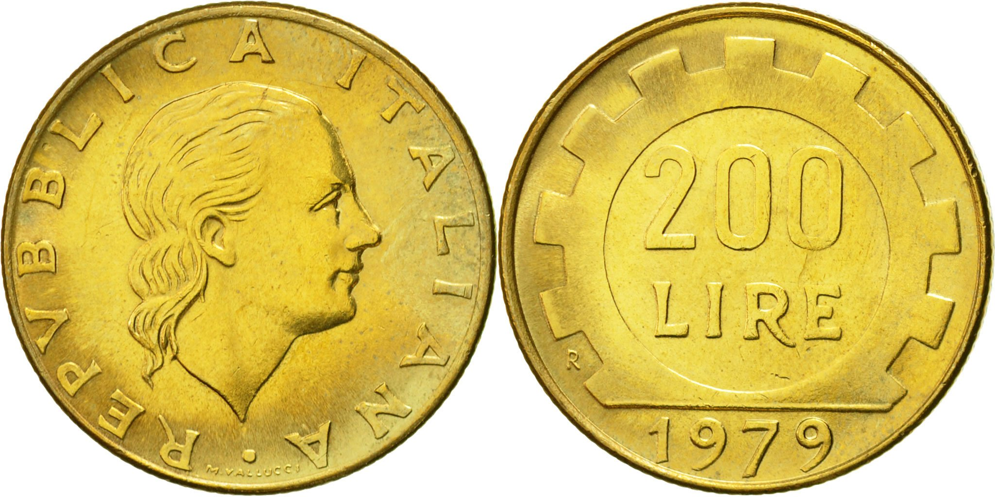 Coin Italy 200 Lire 1979 Rome Aluminum Bronze KM 105