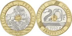 World Coins - France, 20 Francs, Mont Saint Michel, 1992, Paris, Tri-Metallic,