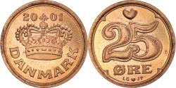 World Coins - Coin, Denmark, Margrethe II, 25 Öre, 2001, , Bronze, KM:868.1